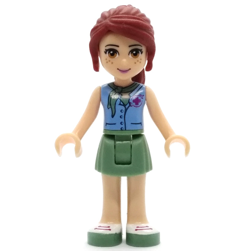 fig-002365 – Mia - Medium Azure Shirt, Sand Green Skirt, Veterinarian