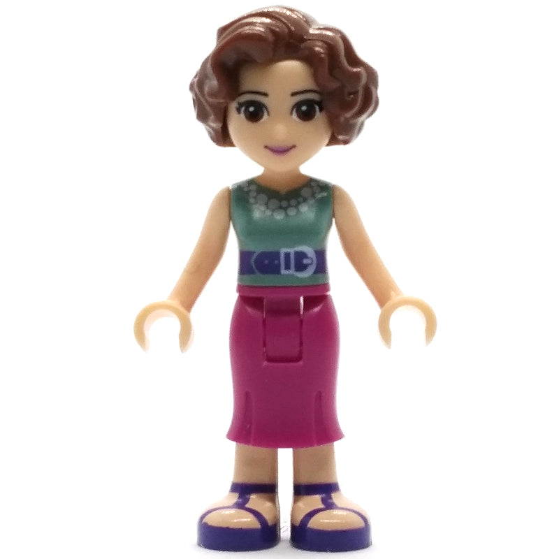 fig-002375 – Charlotte - Sand Green Top, Magenta Dress
