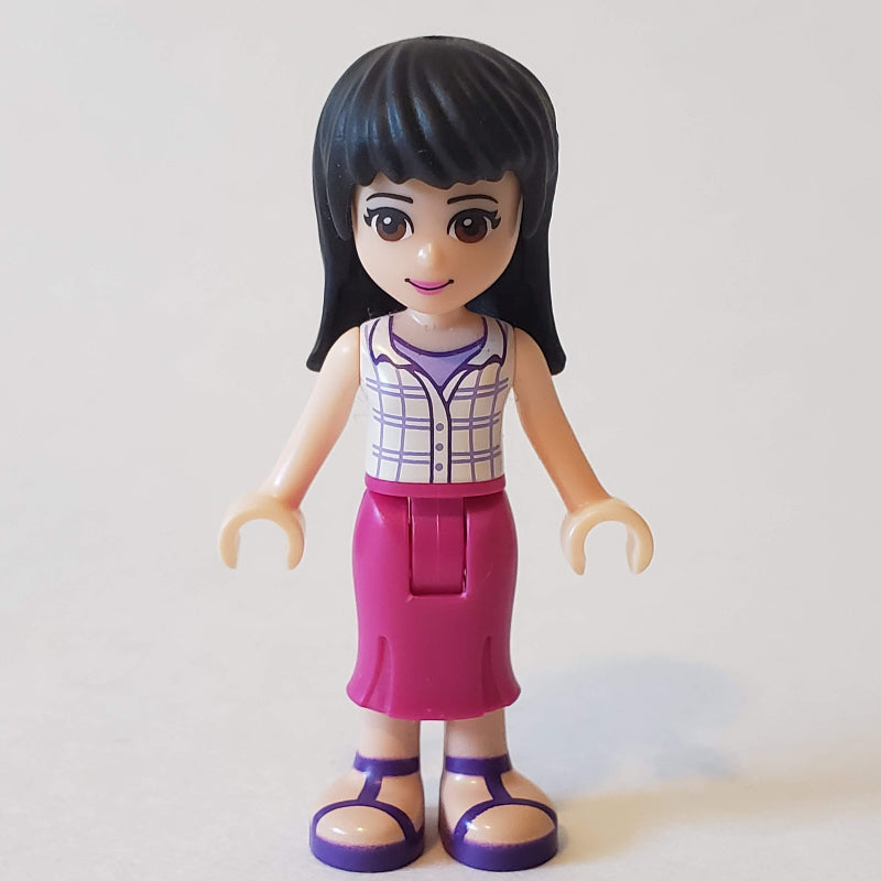 fig-002379 – Maya - White Plaid Top, Magenta Dress