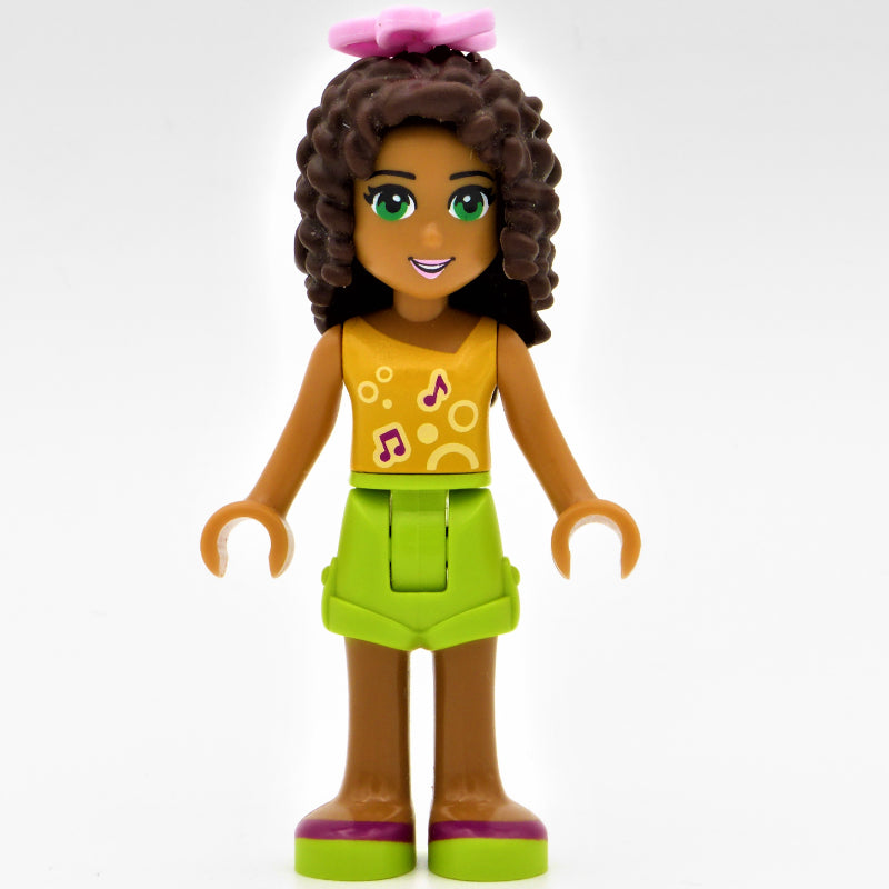 fig-002389 – Andrea - Bright Light Orange Top, Lime Shorts