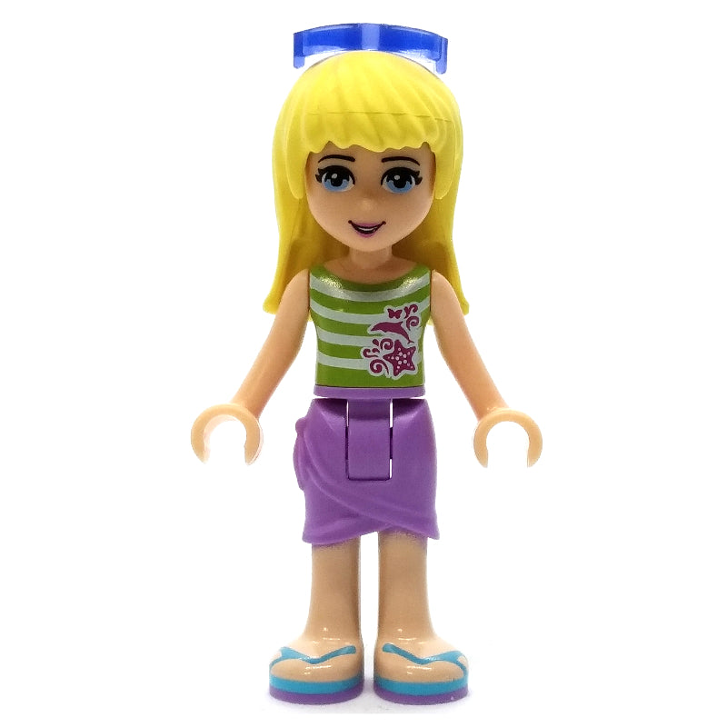 fig-002390 – Stephanie - White/Lime Top, Lavender Skirt, Glasses