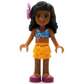 fig-002391 – Kate - Medium Azure Bikini, Bright Light Orange Skirt, Flower