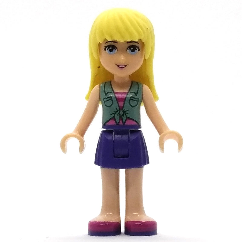 fig-002407 – Stephanie - Sand Green Vest, Dark Purple Skirt