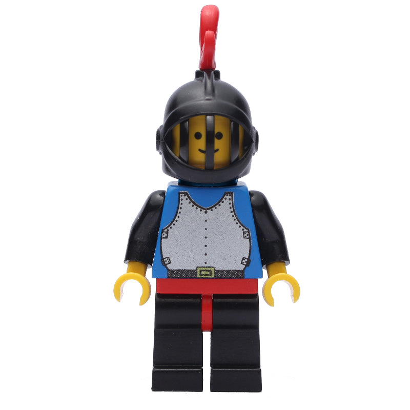 fig-002479 – Knight (Breastplate on Blue) - Black Legs, Black Helmet, Red Plume, Plastic Cape