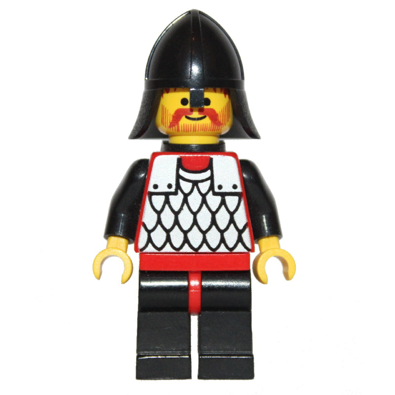 fig-002484 – Knight (Scale Mail on Red) - Black Arms, Black Legs, Black Neck-Protector, Plastic Cape