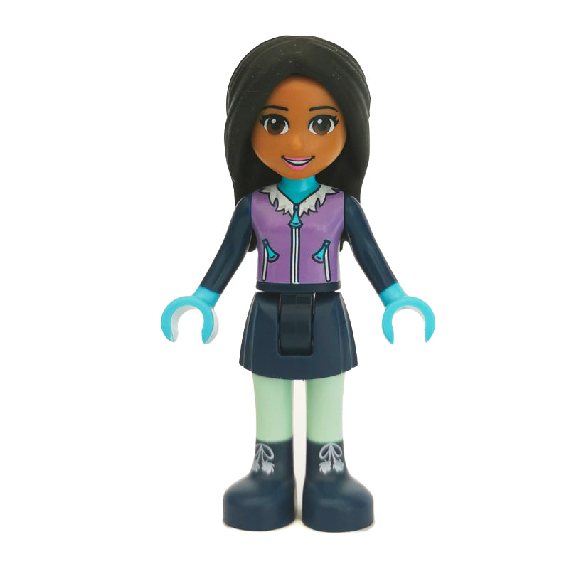 fig-002608 – Amanda - Medium Lavender Ski Vest, Dark Blue Skirt