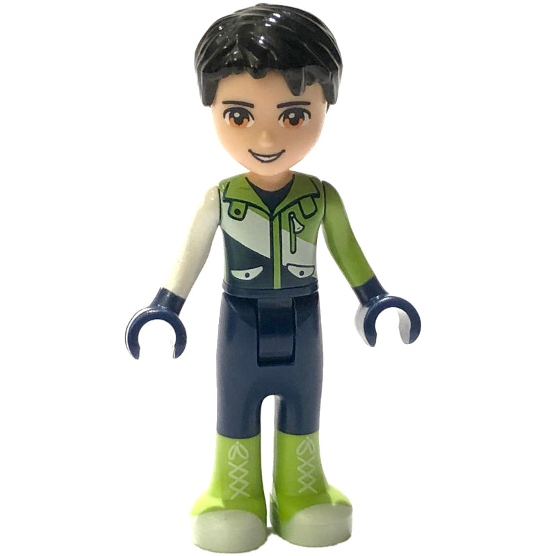 fig-002609 – Nate - White/Lime Ski Vest, Dark Blue Trousers