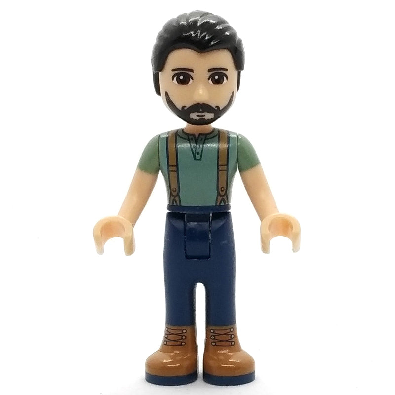 fig-002622 – Steve - Sand Green Shirt, Dark Blue Trousers