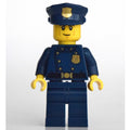 fig-002628 – Policeman, Dark Blue Suit with Large Lapels and Gold Buttons, Police Hat