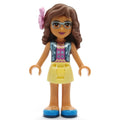 fig-002654 – Olivia - Medium Blue Jacket, Bright Light Yellow Skirt, Flower