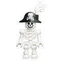 fig-002661 – Skeleton, Standard Face, Bicorne Hat with Skull and Crossbones and White Plume