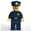 fig-002663 – Policeman, Dark Blue Suit with Large Lapels and Gold Buttons, Police Hat, Moustache