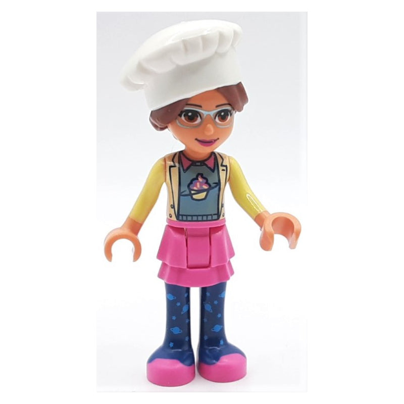 fig-002671 – Olivia - Bright Light Yellow Jacket, Dark Pink Skirt, Chef's Hat