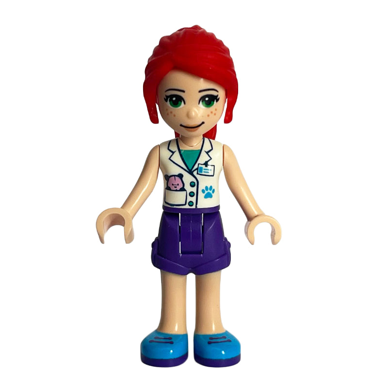 fig-002680 – Mia - White Jacket, Dark Purple Skirt, Veterinarian