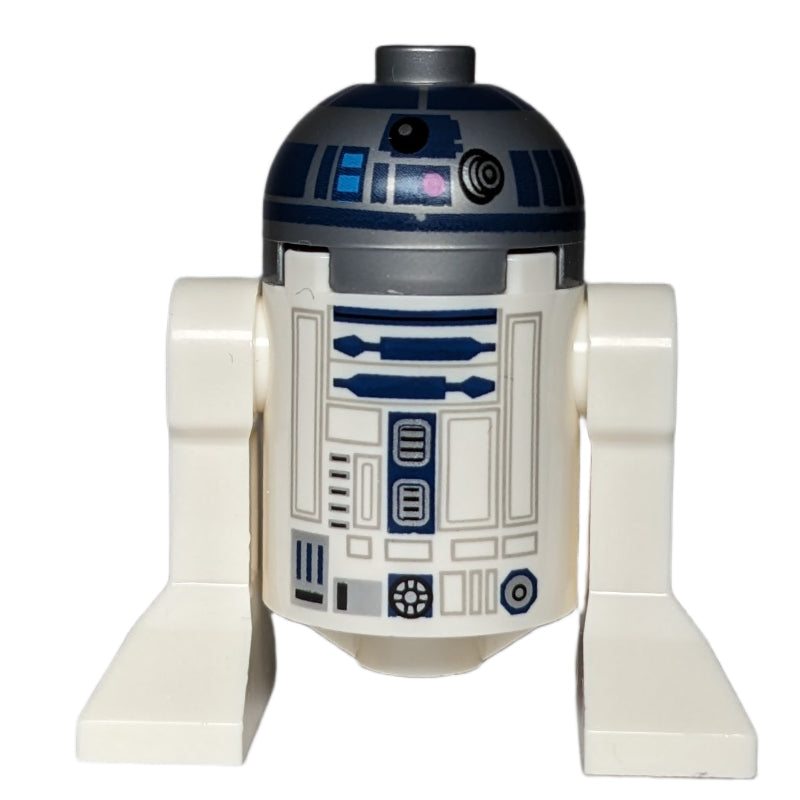 fig-003503 – Astromech Droid, R2-D2, Flat Silver Dome, Dark Blue Print with Dark Pink Dots