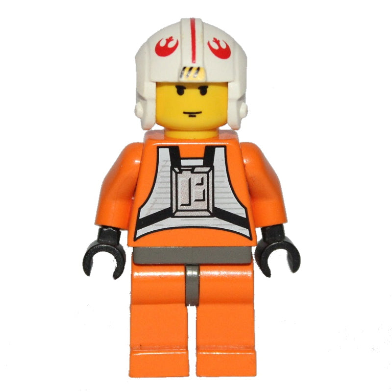 fig-003526 – Luke Skywalker, Orange Rebel Pilot Outfit, Yellow Skin, Dark Gray Hips