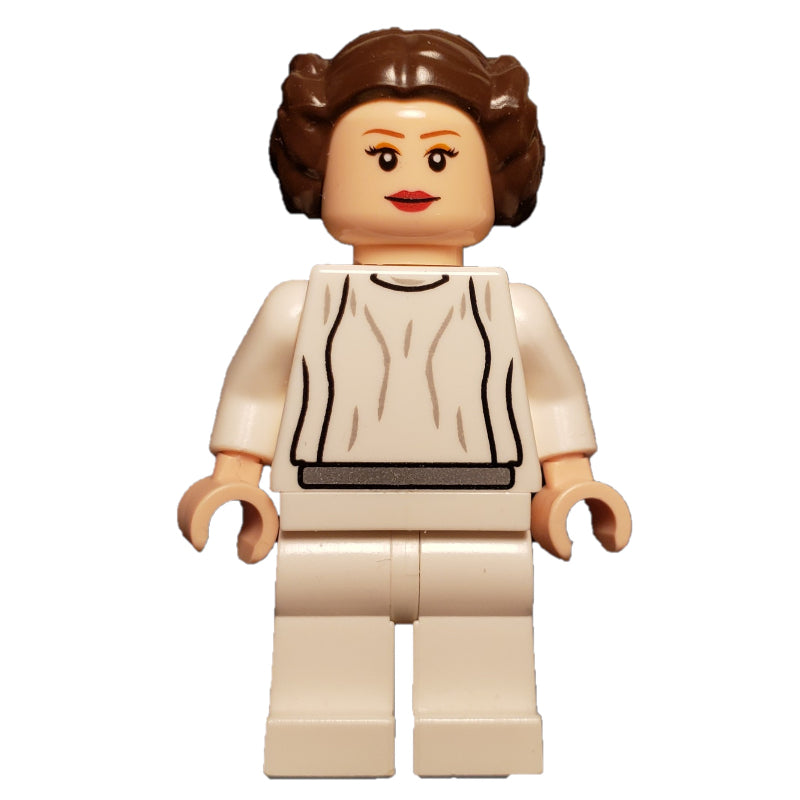 fig-003757 – Princess Leia, White Robe, Dark Brown Hair, Plain Belt
