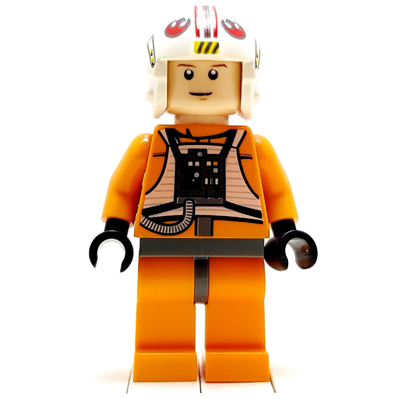 fig-003869 – Luke Skywalker, Orange Rebel Pilot Outfit, Dark Bluish Gray Hips, White Pupils