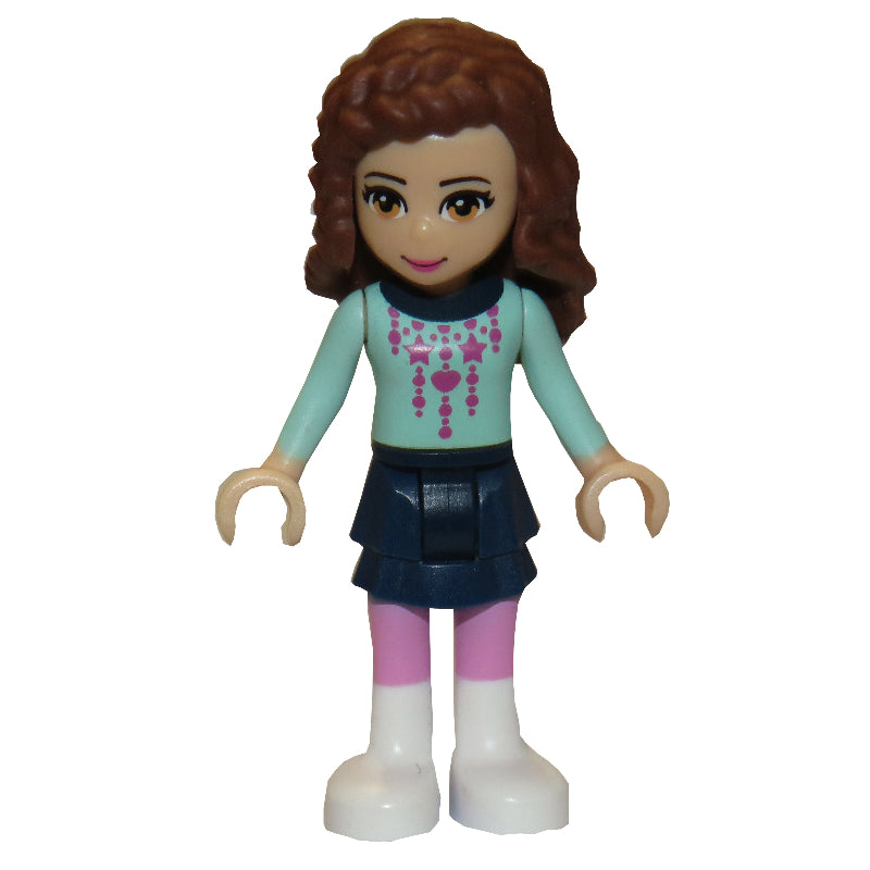 fig-003928 – Olivia - Light Aqua Christmas Sweater, Dark Blue Skirt