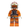 fig-003980 – Luke Skywalker, Orange Rebel Pilot Outfit, Light Bluish Gray Hips, White Hands,  Visor on One Side of Head