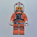 fig-004077 – Luke Skywalker, Orange Rebel Pilot Outfit, Light Bluish Gray Hips, White Hands, Visor on Both Sides of Head