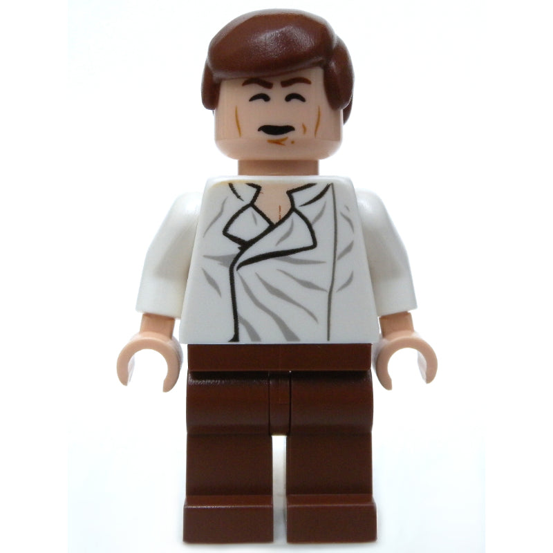 fig-004084 – Han Solo, White Shirt, Reddish Brown Legs, Dual Sided Head Open Mouth / Closed Eyes