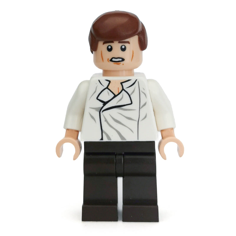 fig-004183 – Han Solo, White Shirt, Dark Brown Legs, Dual Sided Head Open Mouth / Closed Eyes, Smooth Hair