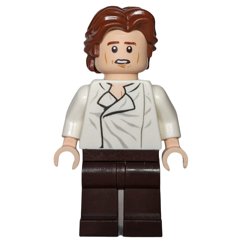 fig-004252 – Han Solo, White Shirt, Dark Brown Legs, Dual Sided Head Open Mouth / Closed Eyes with Closed Mouth, Ruffled Hair