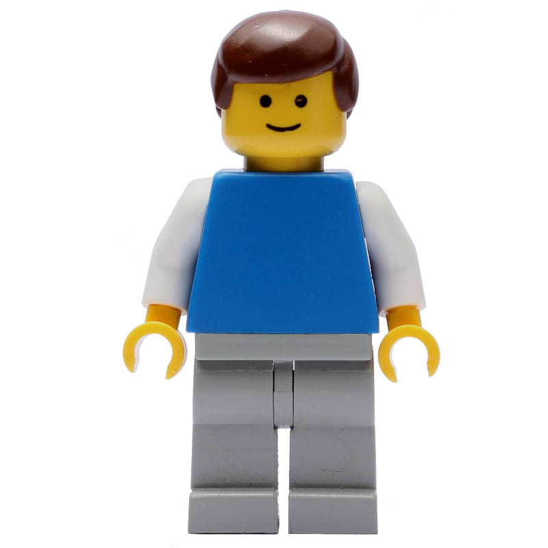 fig-004385 – Man - Blue Shirt, White Arm, Light Gray Legs