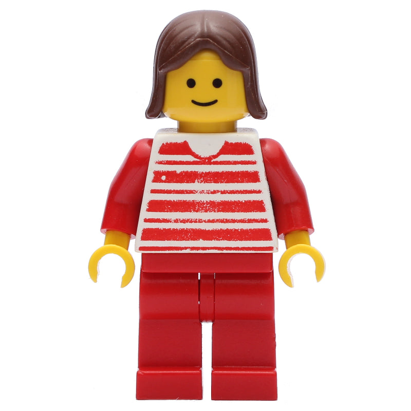 fig-004386 – Woman - Red/White Striped Shirt, Red Arms, Red Legs (3626b Head)