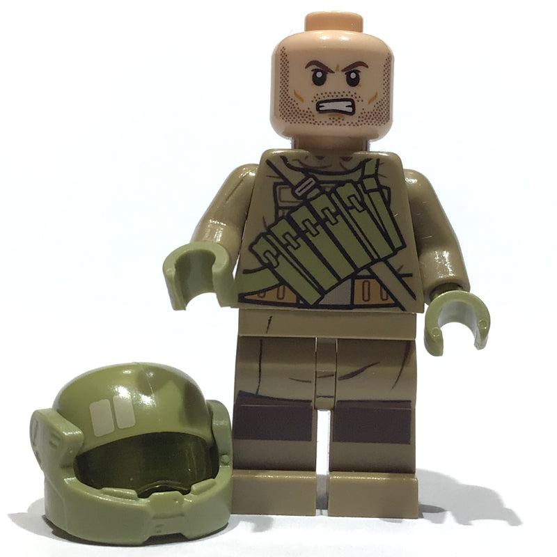 fig-004521 – Resistance Soldier, Olive Green Helmet, Dark Tan Hoodie with Ammo Pouch