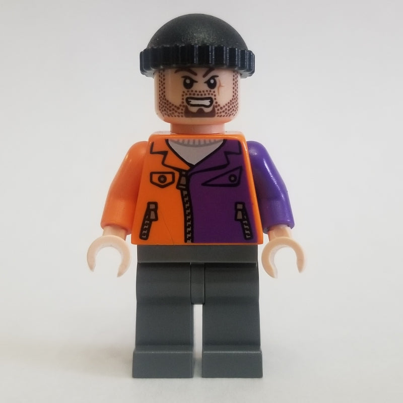 fig-004559 – Two-Face's Henchman in Orange and Purple Outfit with Beard