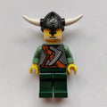 fig-004684 – Viking Warrior - Armour, Battle Axe on Torso, Sand Green Arms, Dark Green Legs, Light Gray Hair