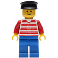 fig-004688 – Man - Red/White Striped Shirt, Red Arms, Blue Legs, Black Hat