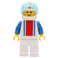 fig-004692 – Racer - White Torso with Red/Blue Stripes, White Legs, White Helmet