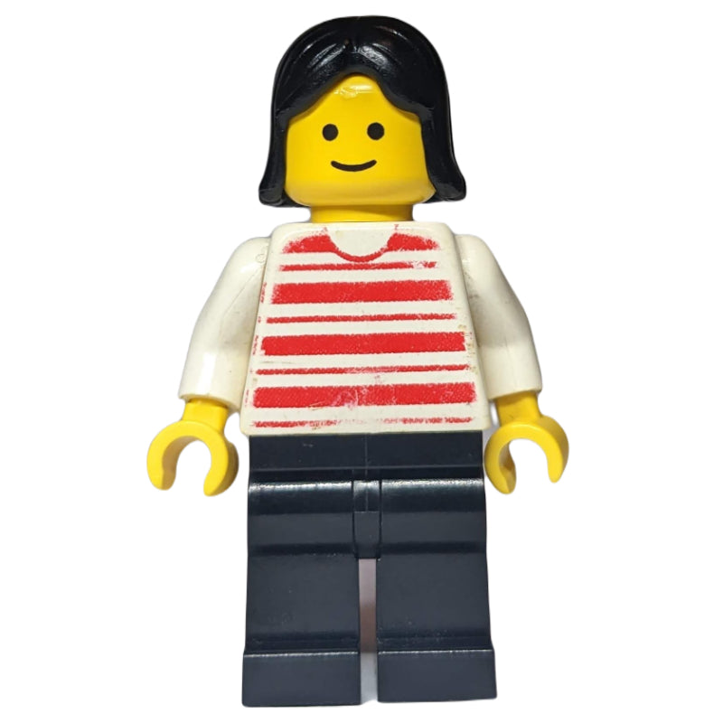 fig-004699 – Woman - Red/White Striped Shirt, White Arms, Black Legs