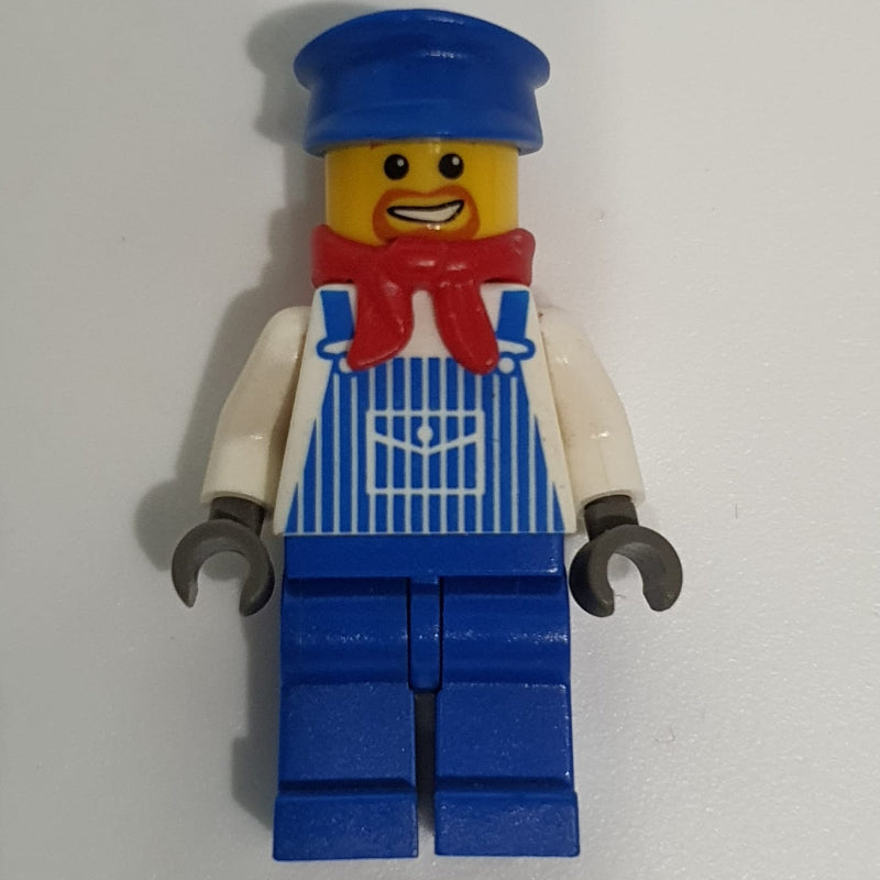 fig-004749 – Train Machinist - White Torso, Blue Striped Overall, Blue Hat