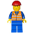 fig-004771 – Worker - Orange Safety Vest, Blue Legs, Red Helmet