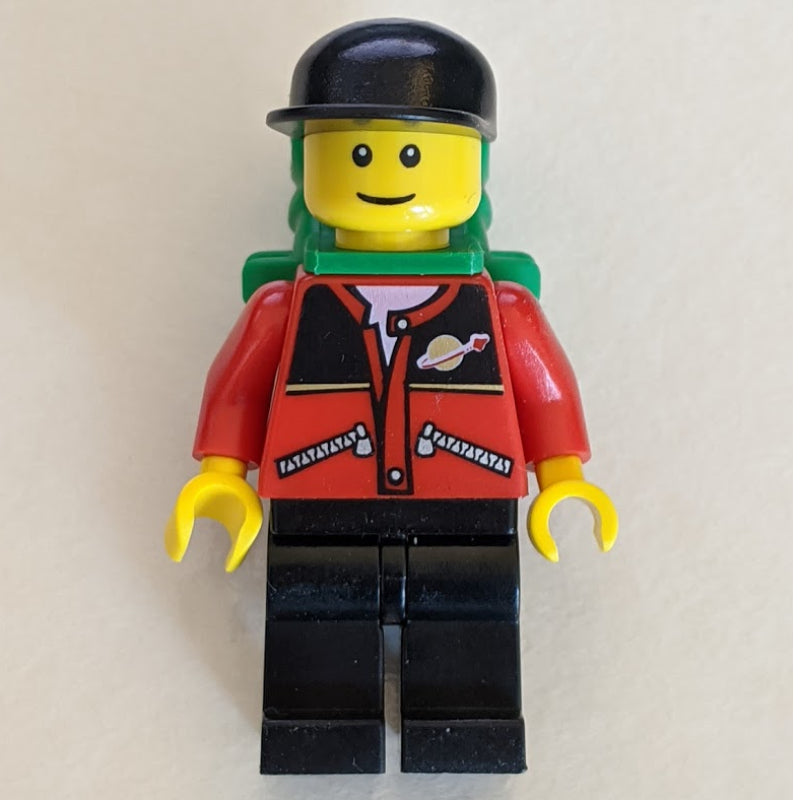 fig-004782 – Man - Red Jacket, Black Legs, Black Cap, Green Backpack