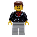 fig-004788 – Man, Black Jacket over Red Shirt, Light Gray Legs, Brown Hair (3626b Head)