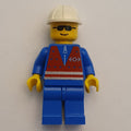 fig-004790 – Train Worker - Red Vest, Blue Legs, White Helmet, Sunglasses