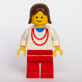 fig-004802 – Woman - White Torso, Red Necklace, Red Legs, Brown Hair (3626b Head)