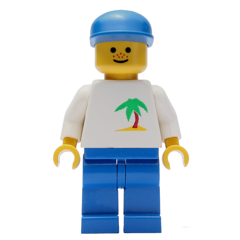 fig-004803 – Man - White Torso with Palmtree, Blue Legs, Blue Cap