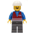 fig-004809 – Train Worker - Red Vest, Dark Gray Legs, White Helmet, Moustache