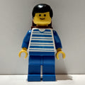fig-004820 – Man - Blue/White Striped Torso, Blue Legs, Brown Backpack