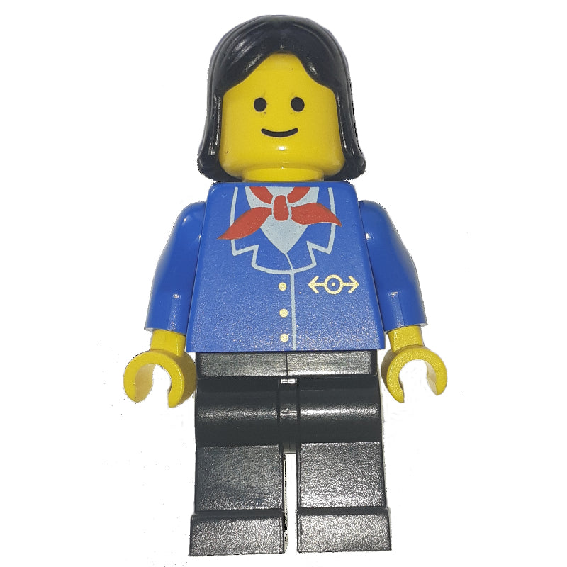 fig-004833 – Train Worker - Blue Jacket, Black Legs, Female, Black Hair