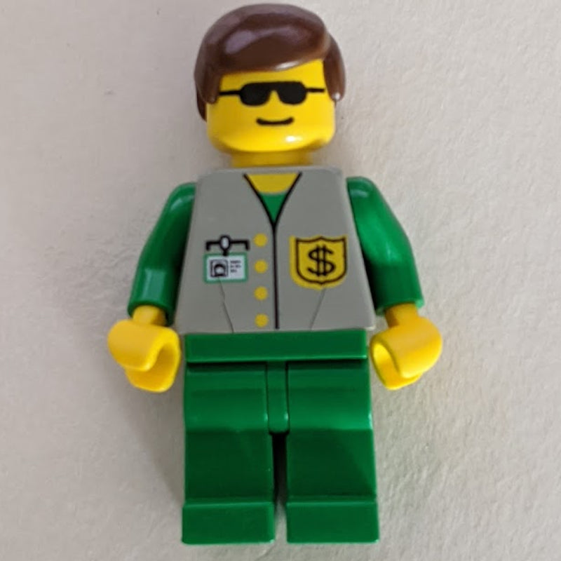 fig-004904 – Bank Employee - Gray Vest, Green Legs, Sunglasses