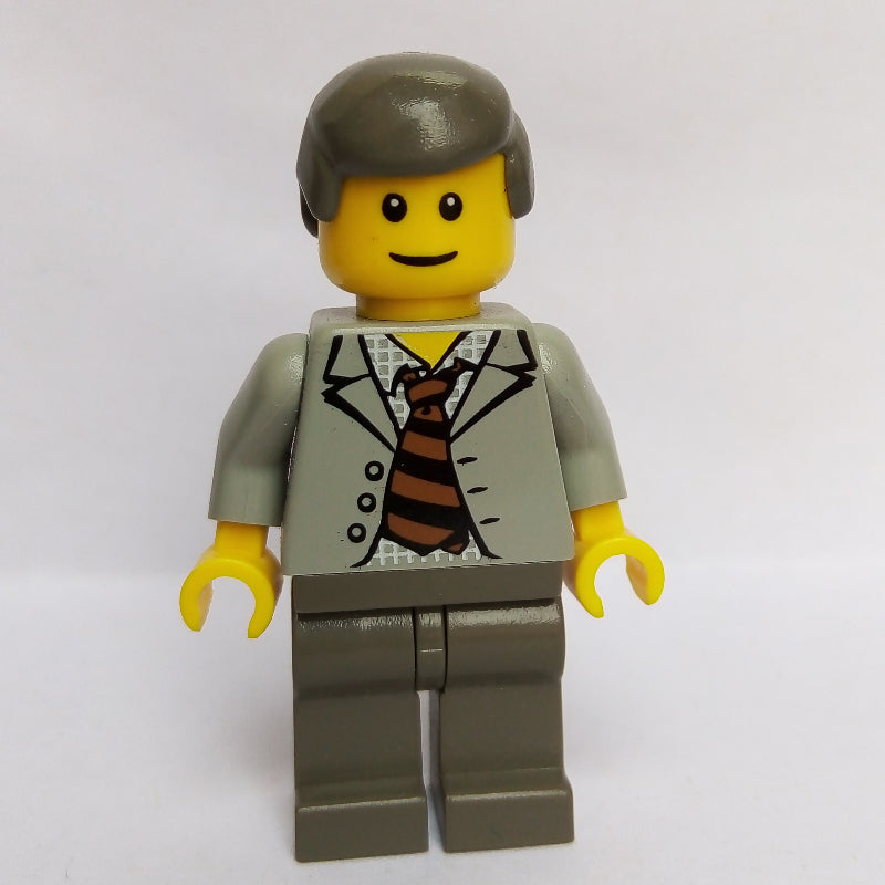 fig-004924 – Scientist with Open Jacket and Black and Brown Striped Tie