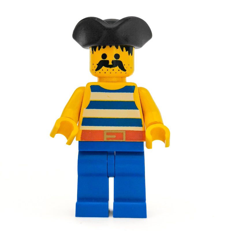 fig-005096 – Pirate - Blue Stripes, Blue Legs, Black Tricorne