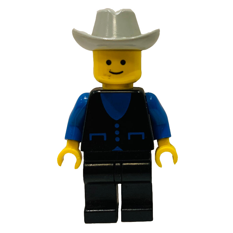 fig-005108 – Man - Black Jacket, Black Legs, Light Gray Cowboy Hat